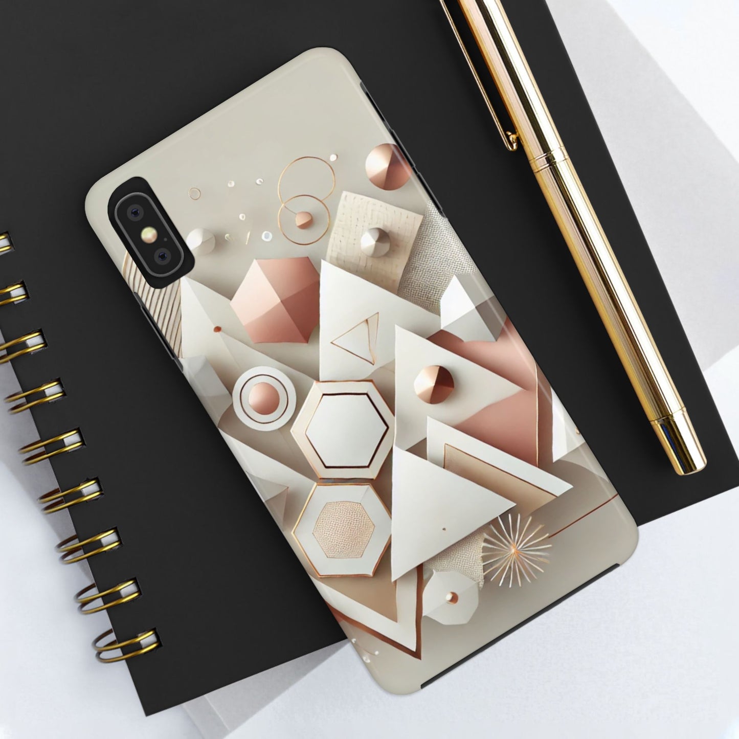 Rose gold geometric Tough Phone Cases