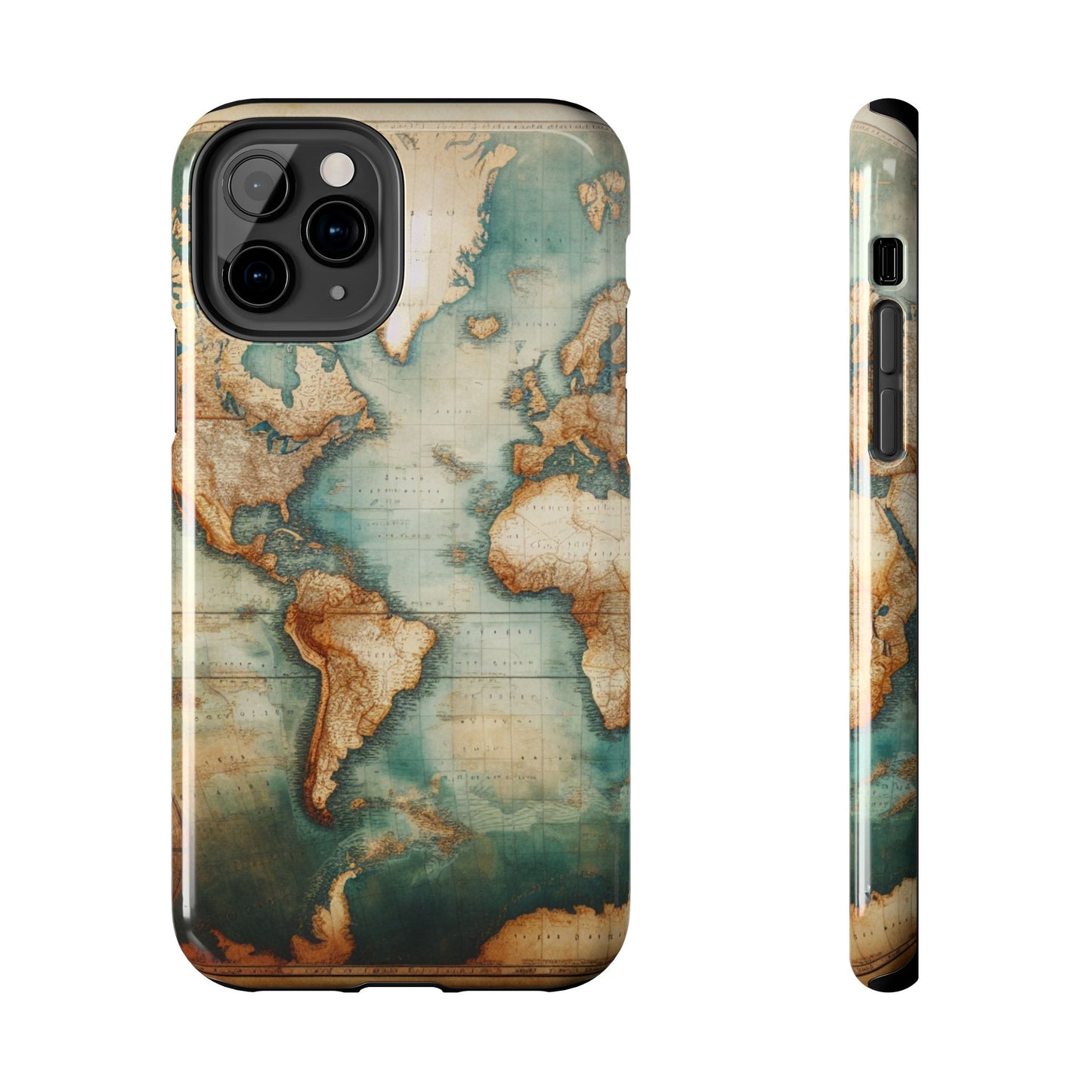 Vintage World Map Tough Phone Cases