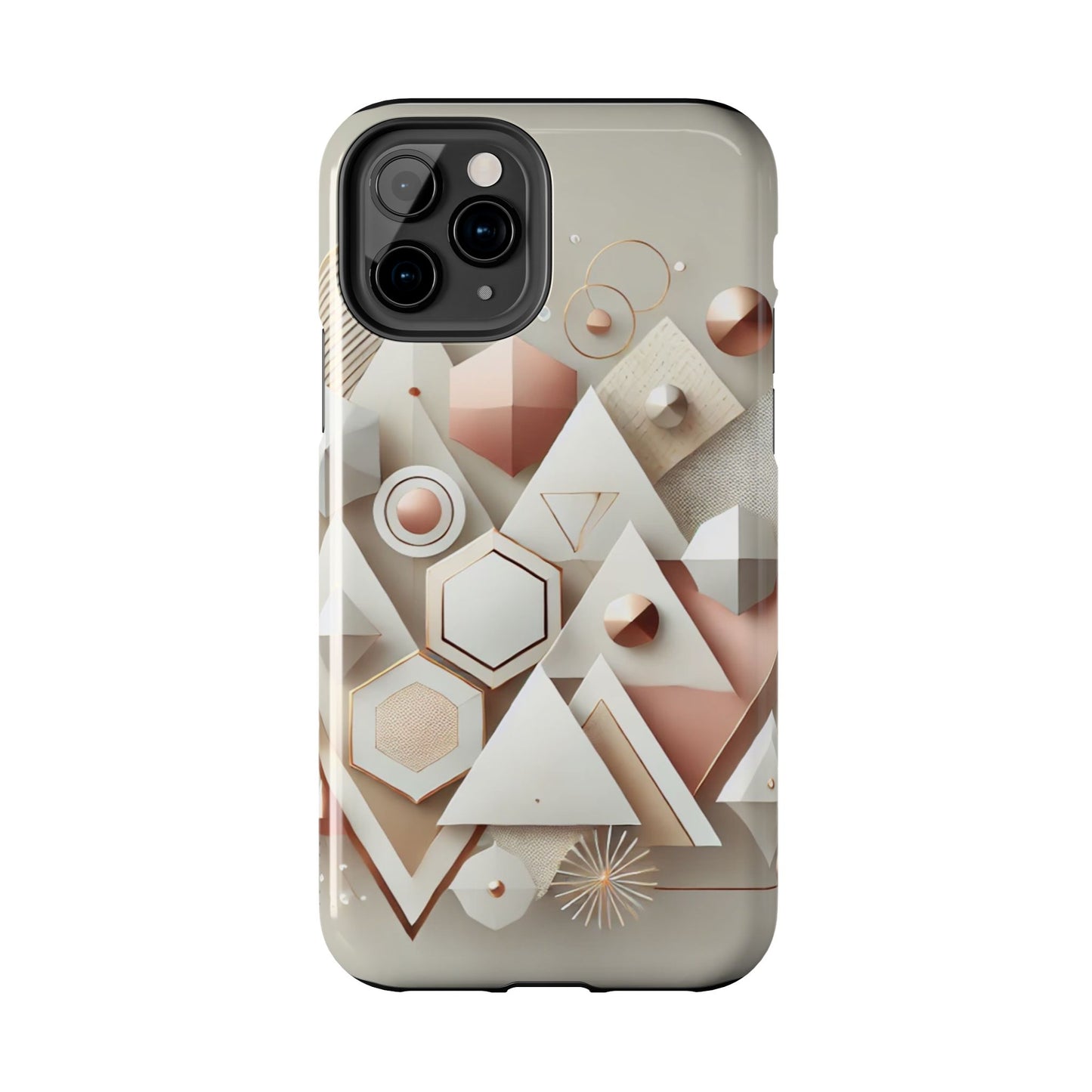 Rose gold geometric Tough Phone Cases