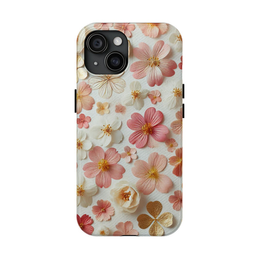 Pressed flowers pattern Tough Phone Cases