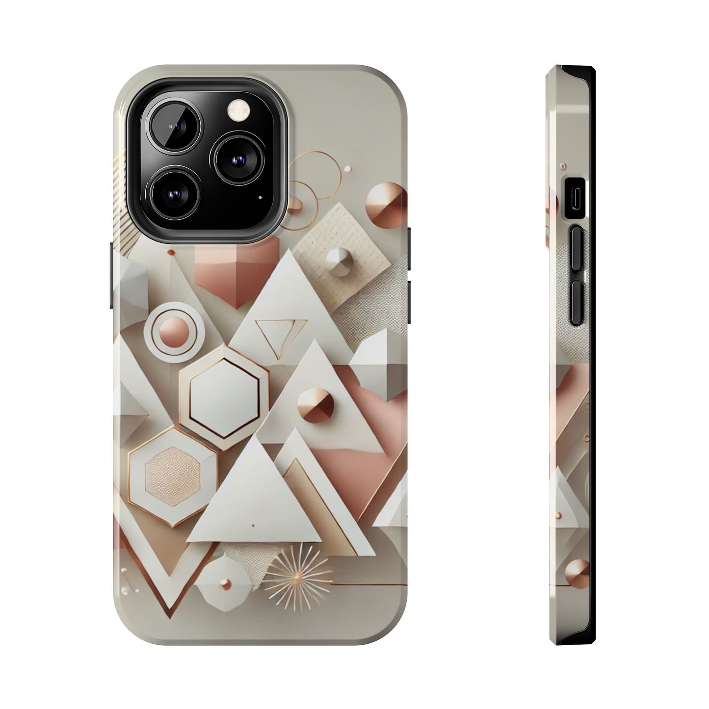 Rose gold geometric Tough Phone Cases