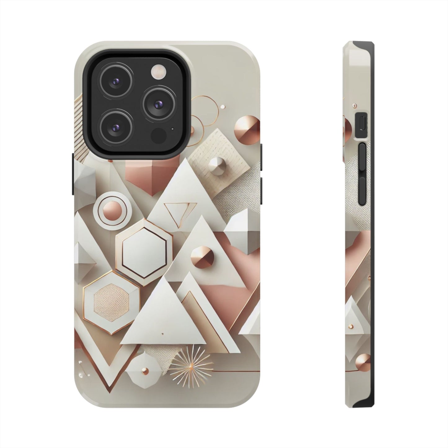 Rose gold geometric Tough Phone Cases