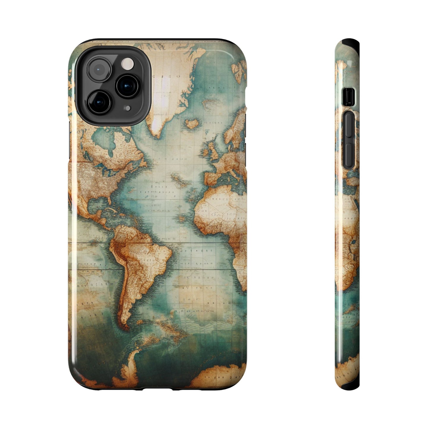 Vintage World Map Tough Phone Cases