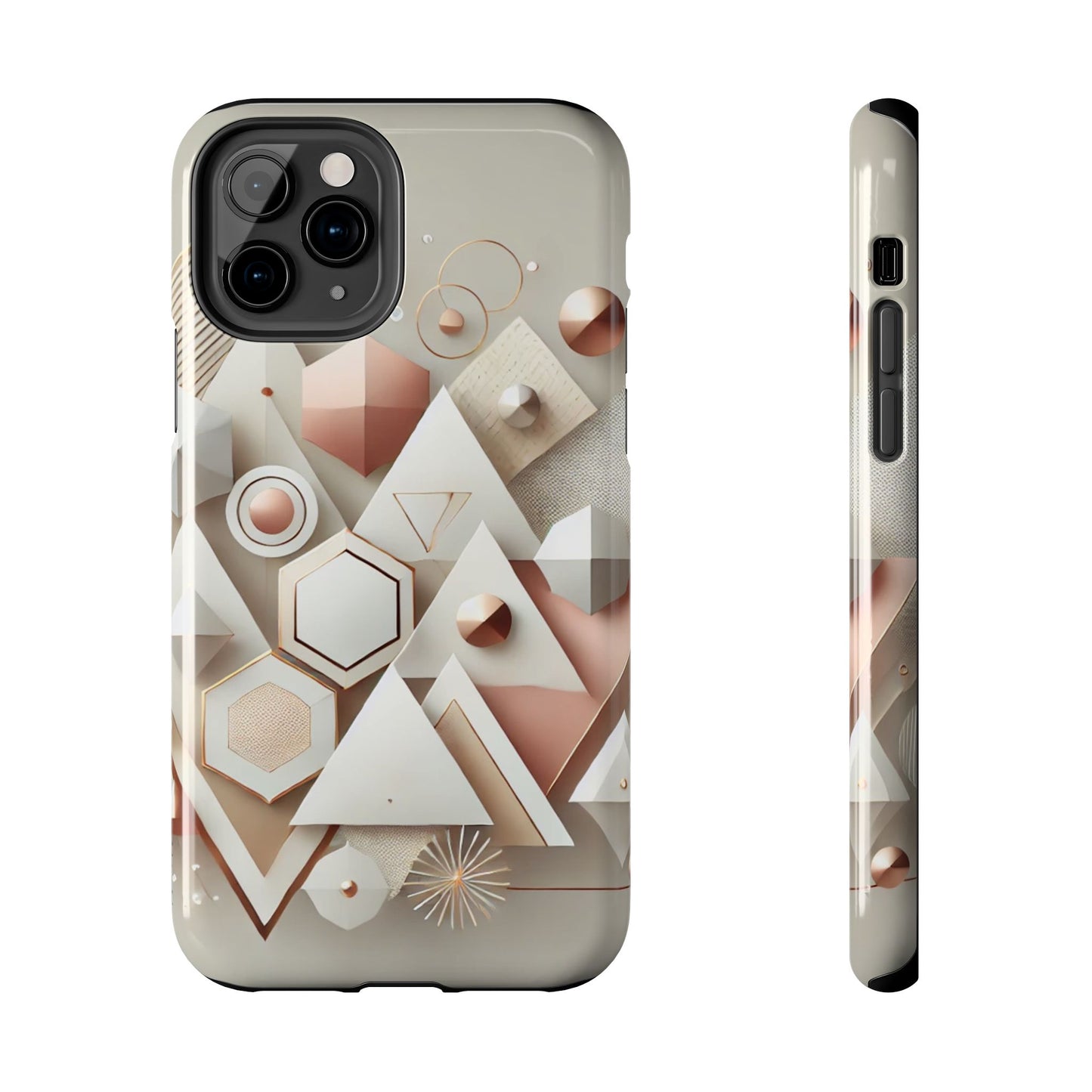 Rose gold geometric Tough Phone Cases