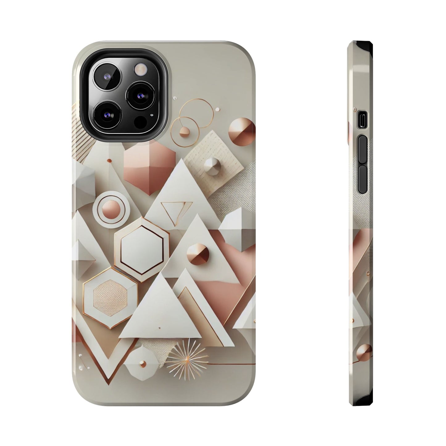 Rose gold geometric Tough Phone Cases