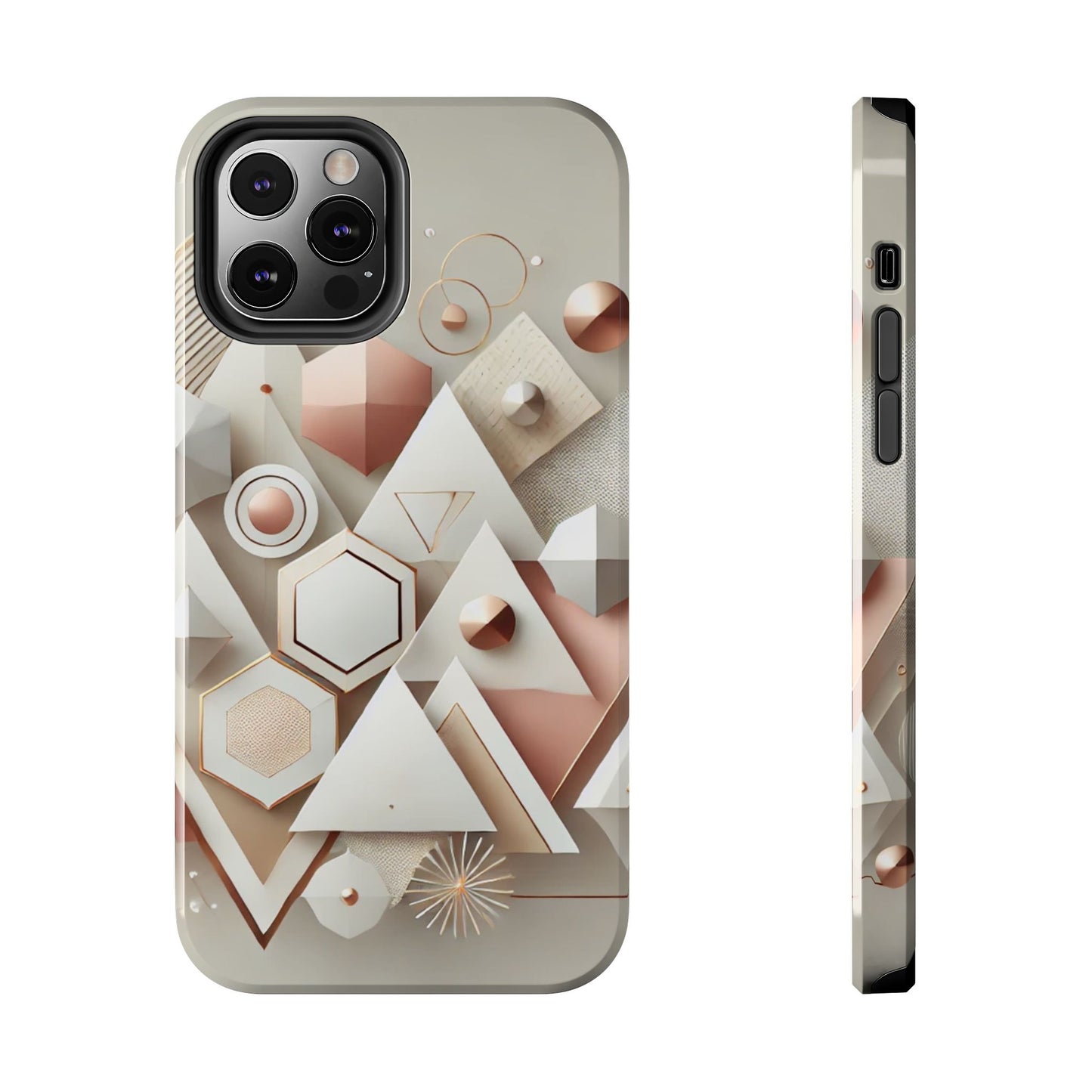 Rose gold geometric Tough Phone Cases