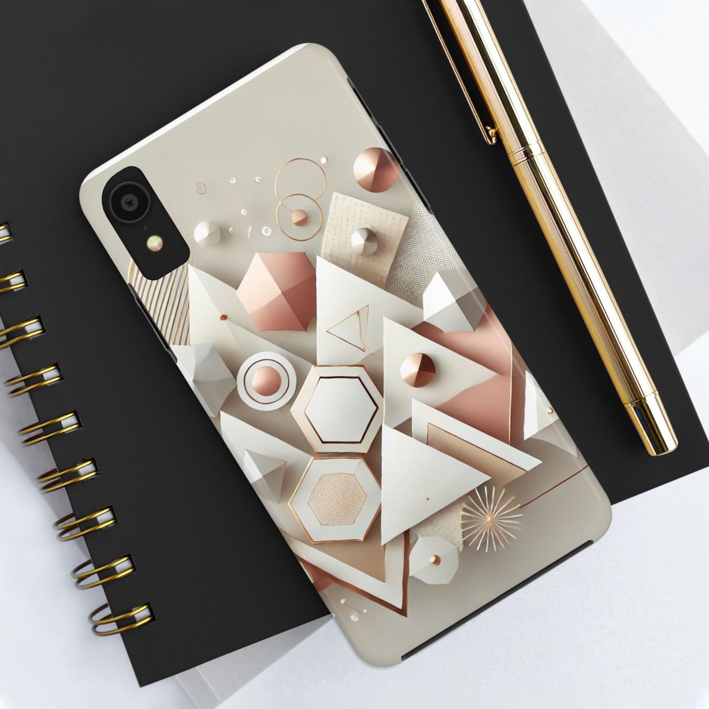 Rose gold geometric Tough Phone Cases